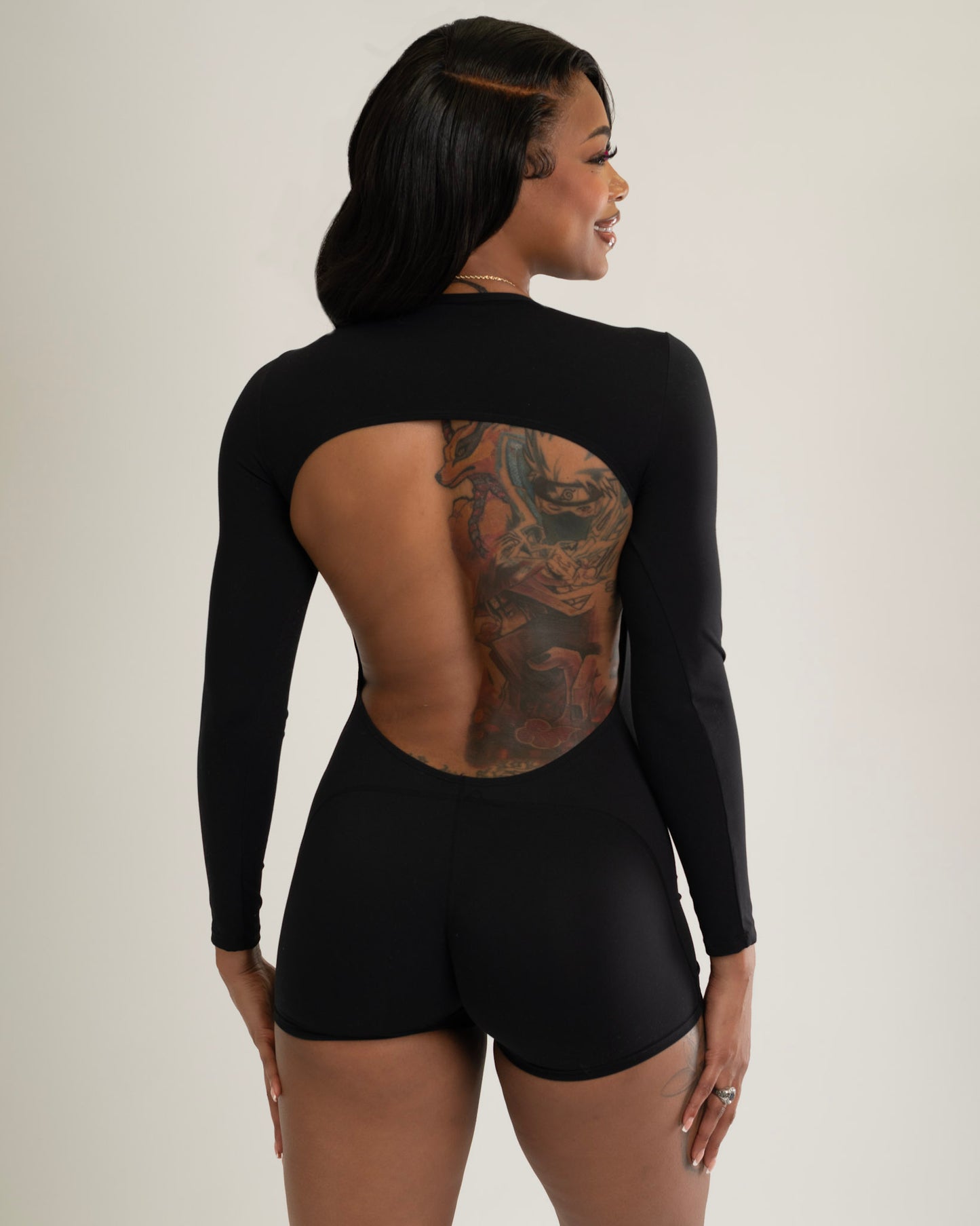 Backless Long Sleeve Romper